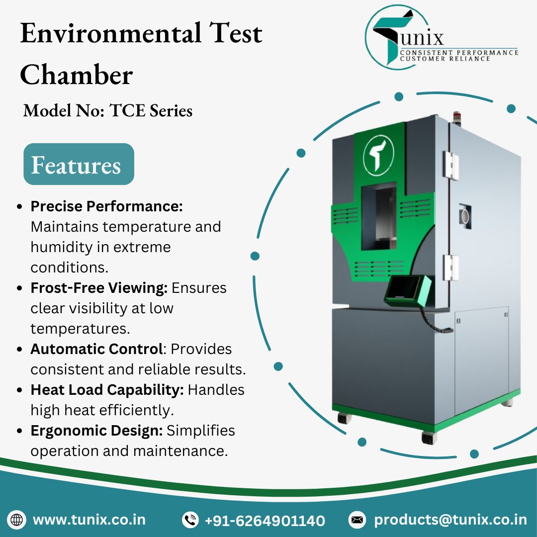 TunixCorpration's tweet image. 🌡️ Introducing the TCE Series Environmental Test Chamber by Tunix!.
✅ Precise Performance
✅ Frost-Free Viewing
✅ Auto Control
✅ High Heat Load Handling
✅ Ergonomic Design
🔗 tunix.co.in
📞 +91-6264901140
#Tunix #TestChamber #TCEseries #Innovation