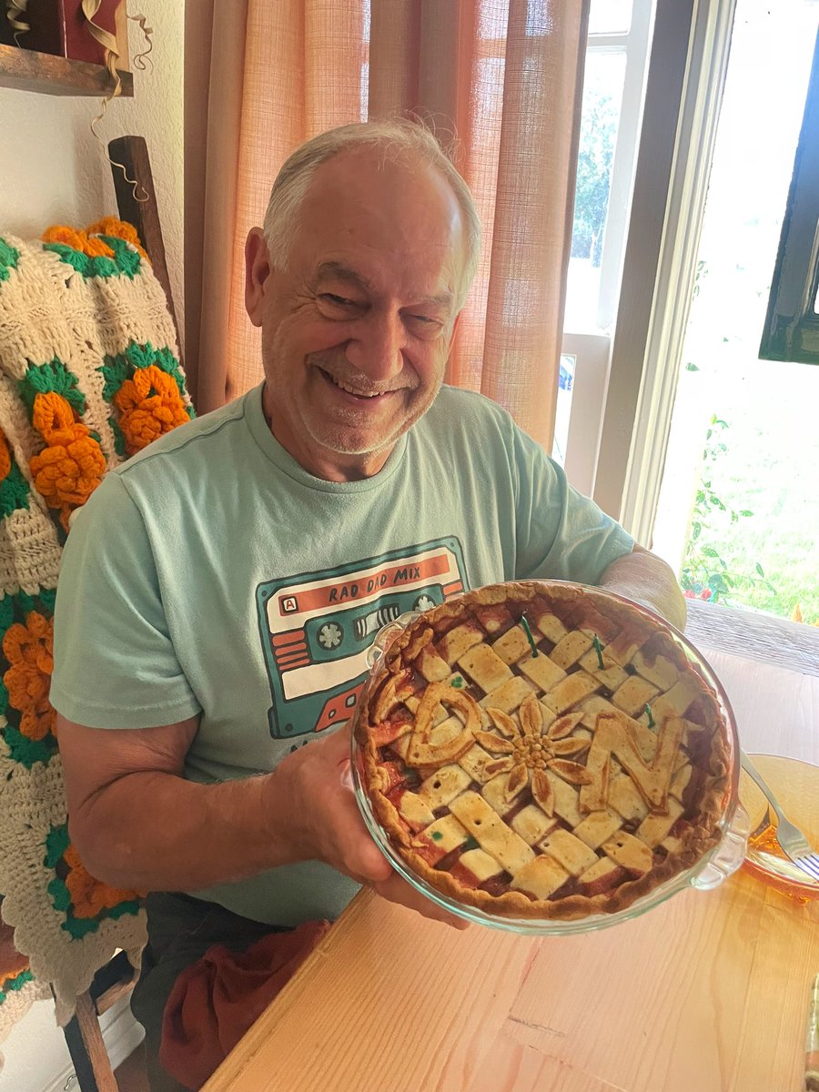 I made this pie for my best friend/neighbor’s 75th birthday today. He really liked it 😂😭 (his name is Don).