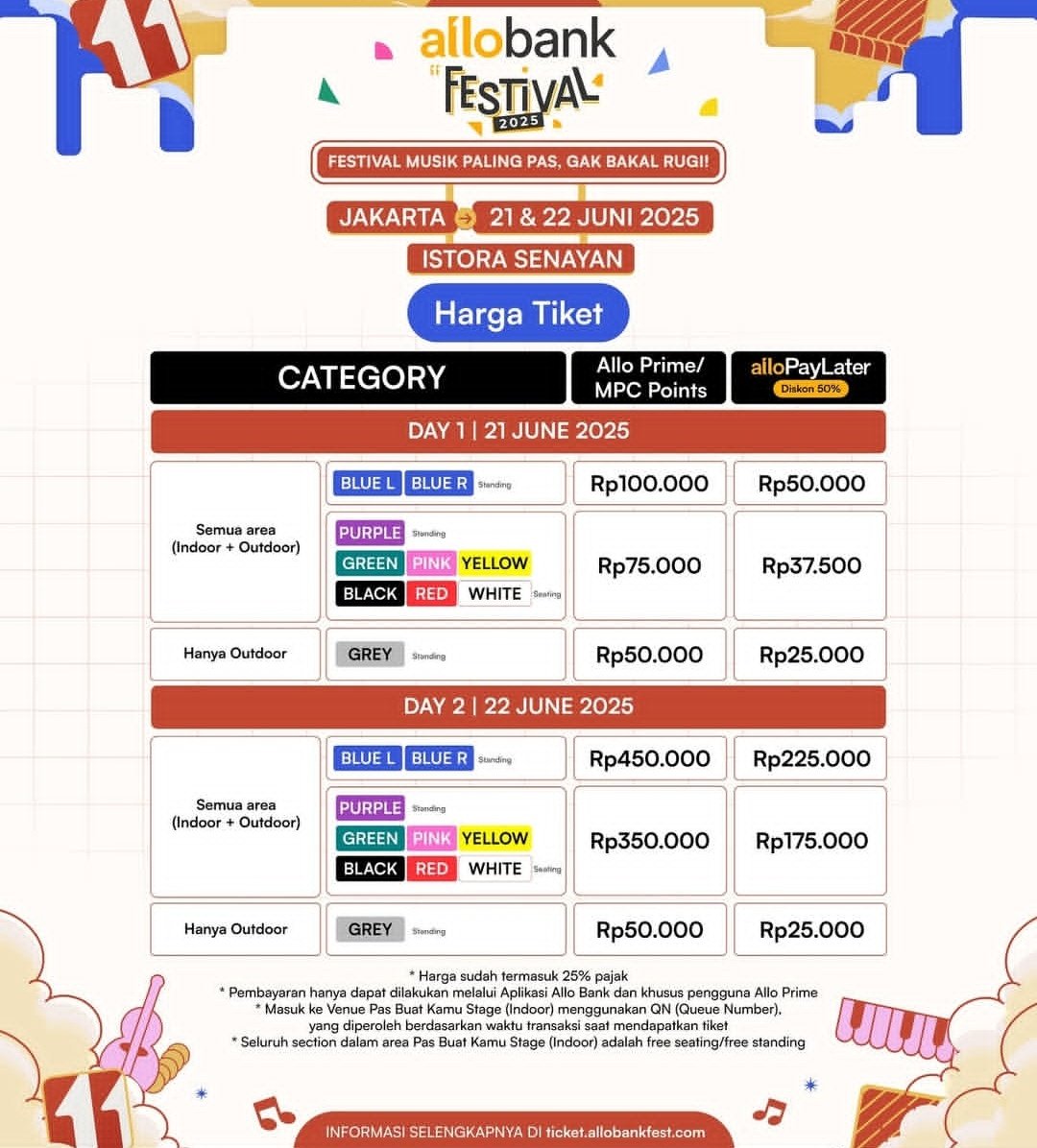 Yang mau nitip war allobank festival day 1 or day 2 bisa DM yaa, fee seikhlasnya aja, sekalian mau cari temen bareng ✌
