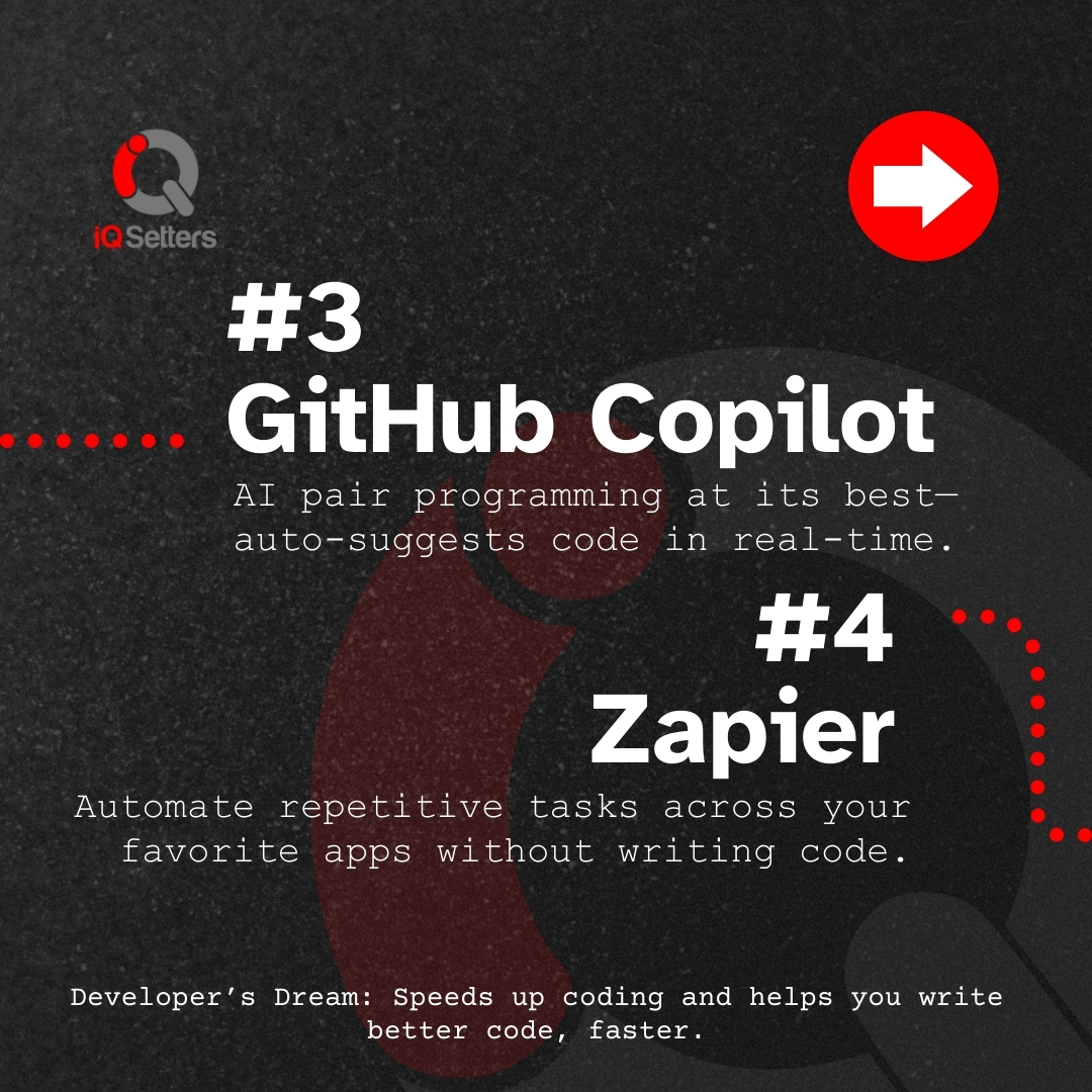 iq_setters's tweet photo. 🚀 Tech Tuesday by @IQSetters
Here are 5 AI tools that will supercharge your productivity in 2025:
✅ Notion AI
✅ GitHub Copilot
✅ ChatGPT Plugins
✅ Zapier
✅ Figma AI

Which one’s your go-to?
#TechTuesday #AItools #Productivity #IQSetters #Automation #AIinTech https://t.co/v32nwkIJlD