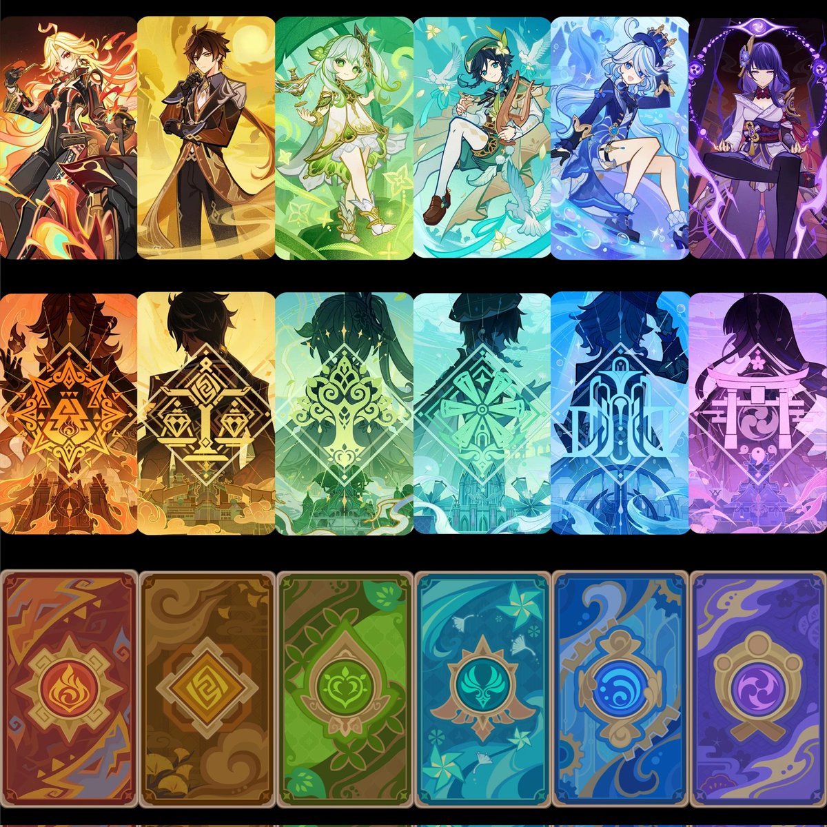 ✨ARCHONS✨
 ~❤️🧡💚🩵💙💜~

#GenshinImpact #Venti #zhongli #Raiden_Shogun_Ei #Nahida #Furina #Mavuika