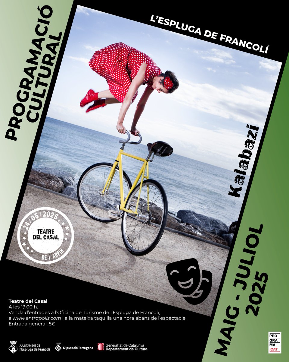 Espluga Turisme (@esplugaturisme) on Twitter photo 🎪 Aquest dissabte 24 de maig a les 19 h, arriba Kalabazi al Teatre del Casal de l'Espluga de Francolí! Circ poètic, humor i acrobàcies amb Jessica Arpin. 🎪 Aquest dissabte 24 de maig a les 19 h, arriba Kalabazi al Teatre del Casal de l'Espluga de Francolí! Circ poètic, humor i acrobàcies amb Jessica Arpin.