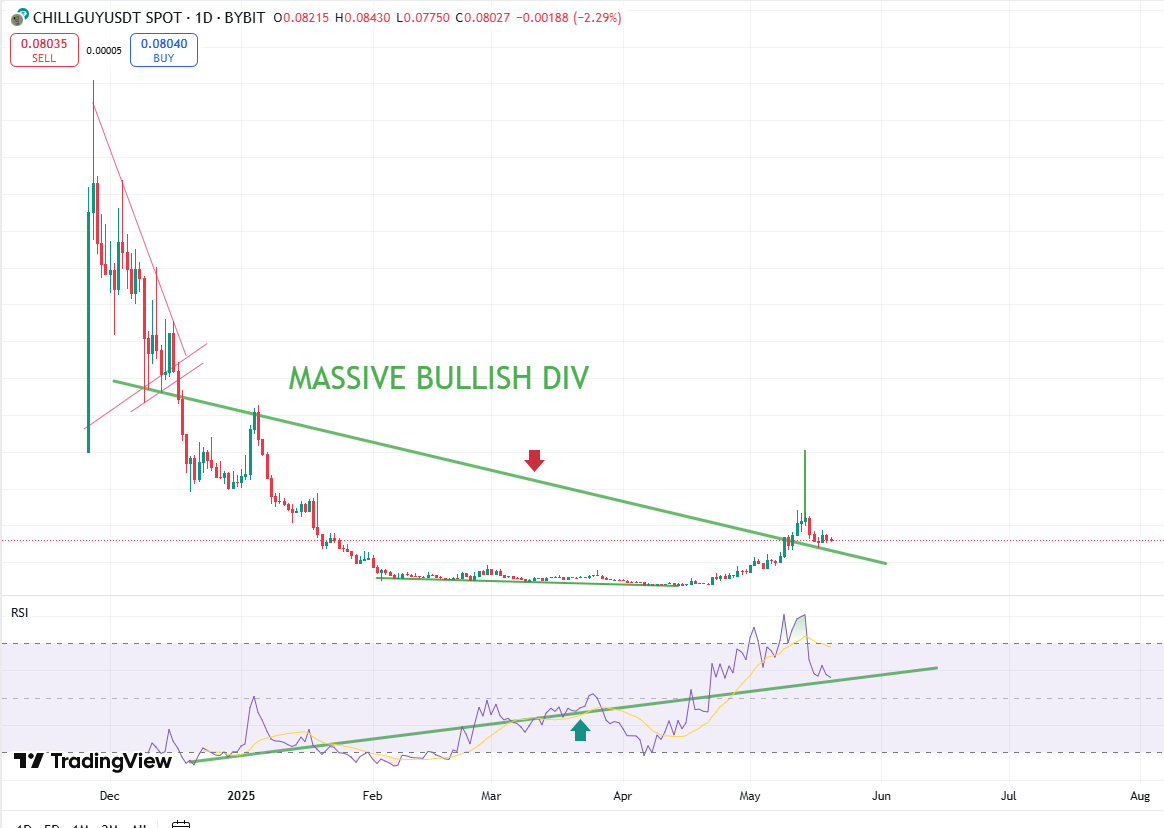 Raptorj69's tweet photo. GIGA MASSIVE BULLISH DIVERGENCE ON MULTIPLE MONTHS PERIOD

#CHILLGUY 🥶🚶‍♂️👑🍀 https://t.co/qW6sbkBkgQ