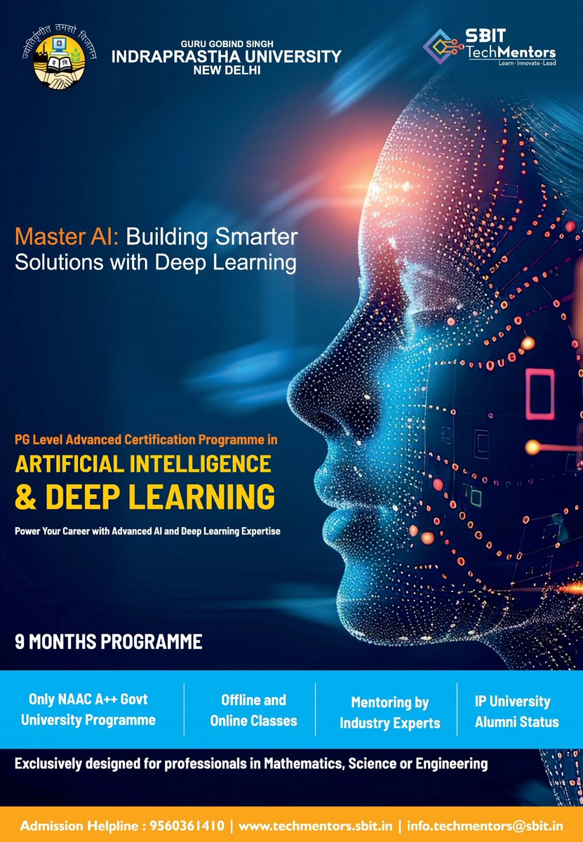 SBITTechmentors's tweet image. Learn the backbone of modern AI:
🔹 Neural Networks
🔹 CNNs, RNNs, Transformers
🔹 Generative AI
🔹 NLP with LLMs
Join our hands-on course: techmentors.sbit.in
#TechMentors #SBIT #AI #DeepLearning #NLP #LLMs