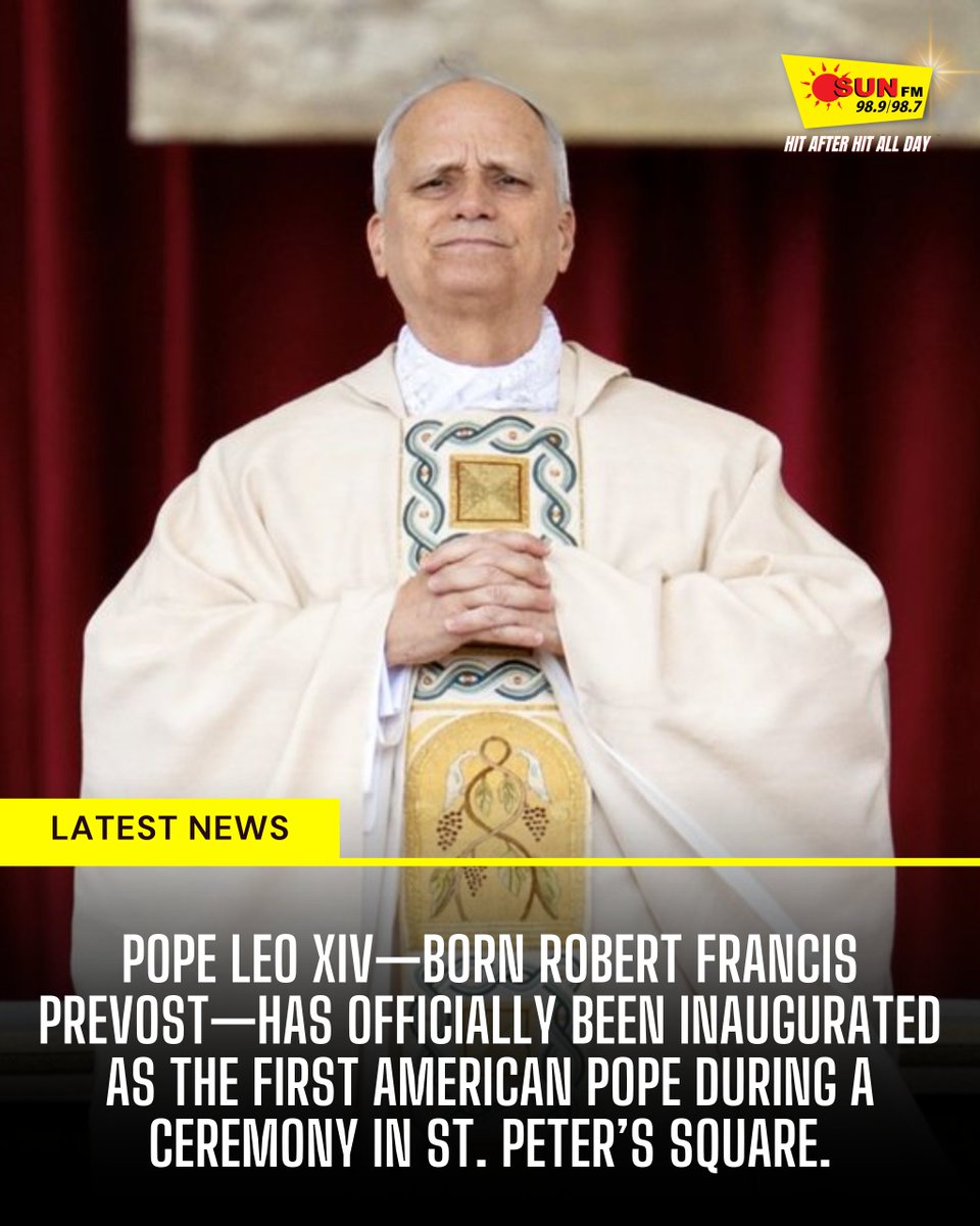 sunfmlk's tweet image. Pope Leo XIV, born Robert Francis Prevost, has officially been inaugurated as the first American pope during a powerful ceremony in St. Peter’s Square.
#PopeLeoXIV #FirstAmericanPope #Vatican #StPetersSquare #CatholicChurch #HistoryMade