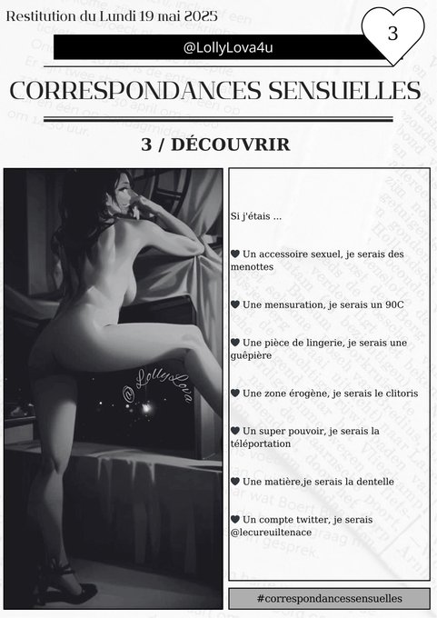 LollyLova4u's tweet photo. Hors Série n°3⃣: Correspondances Sensuelles...
Les confessions de @LollyLova4u à @Desirdesmots
On m’a dessinée sage… mais ils ont oublié d’effacer mes envies #MoiEnManga #KawaiiTouch #PortraitChinois #DévoileMoi #QuestionsIntimes https://t.co/60vBbiRJFt