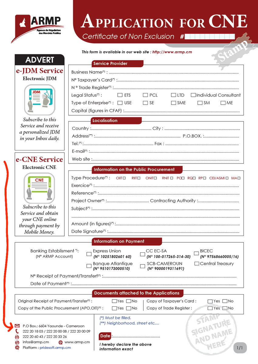 Un autre qui gagne des marchés et qui a pour boite postale celle de l'Agence de Régulation des Marchés Publics, BP: 6604 YAOUNDE. GLOBAL IMPORT SERVICE!
Le Cameroun est formidable!!