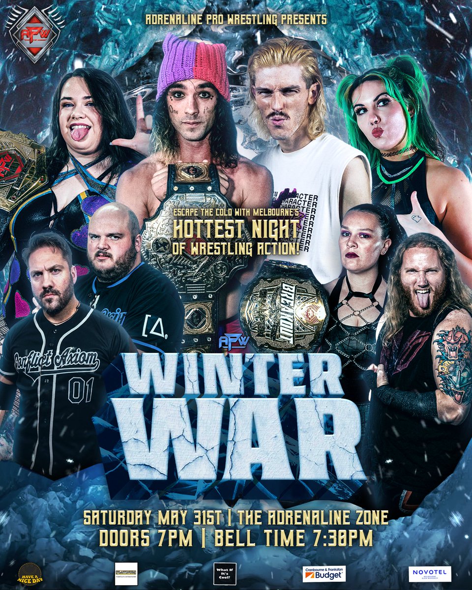 Escape the cold❄️with Melbourne's HOTTEST NIGHT of wrestling action when APW presents #WinterWar on Friday, May 31st!

4 huge title matches, bitter rivalries coming to an end, and the APW debut of Tarlee? Don't miss this huge card!!

TICKETS 🎟 events.humanitix.com/apw-presents-w…