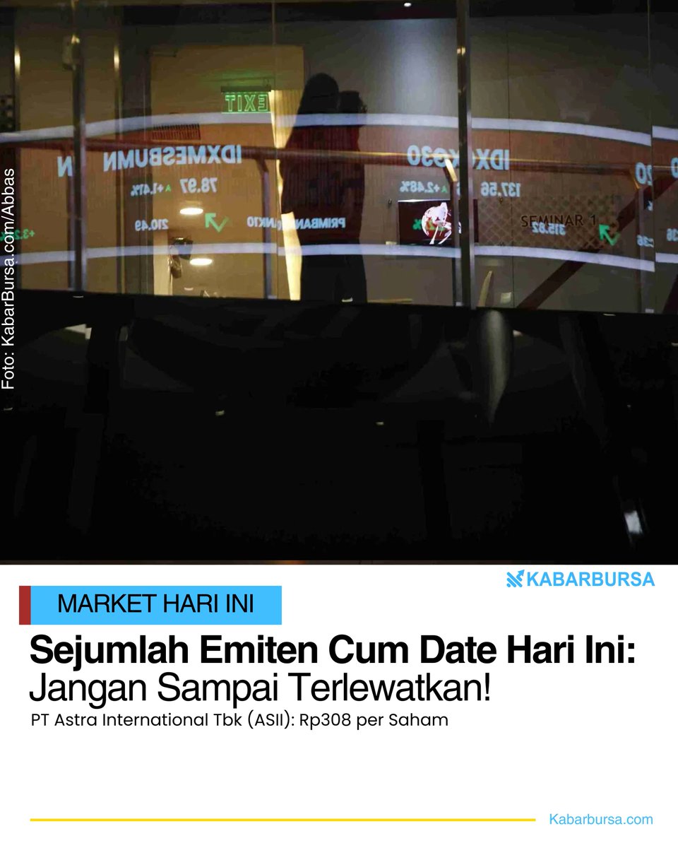 kabarbursacom's tweet image. PT Astra International Tbk $ASII resmi mengumumkan pembagian dividen tunai sebesar Rp 308 per saham.

Dua emiten ini juga perlu dicatat...

Baca kabarbursa.com/market-hari-in…

#asii #astra #saham #sahamindonesia #investasi #investasisaham #viral