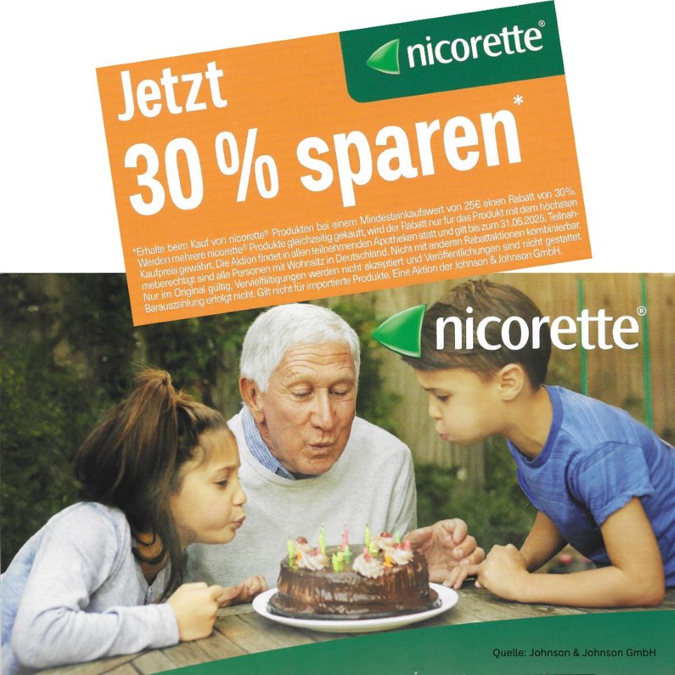 +++ Statt Rauchen, mehr vom Leben +++
In den #AVIE #Apotheken in #Papenburg erhalten Sie beim Kauf von #nicorette Produkten für mindestens 25,- € einen #Sofortrabatt von 30% auf das Produkt mit dem höchsten Kaufpreis.  Diese #Aktion gilt bis zum 31.05.2025.