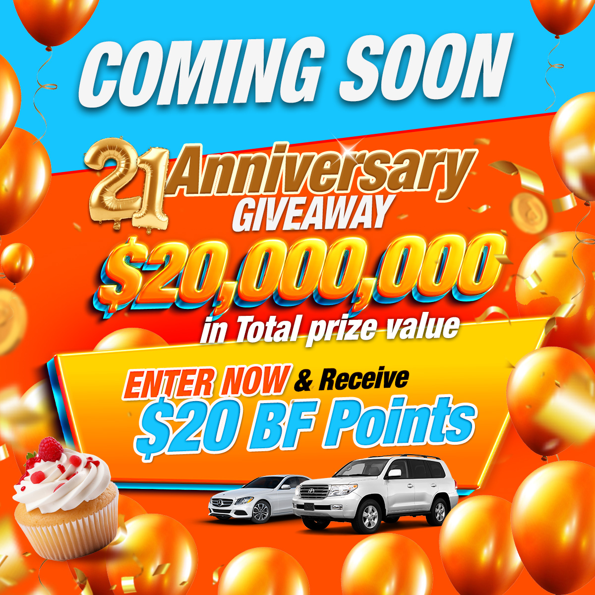 BE FORWARD's 21st Anniversary $20,000,000 Giveaway Campaign 2025 🥳🎉
We are giving away over $20,000,000 worth of prizes to 51 lucky winners! 🎁💰The Grand Prize winner will receive $20,000 (BF Points). Instantly get $20 just by entering! 😮 The campaign starts on May 27th,