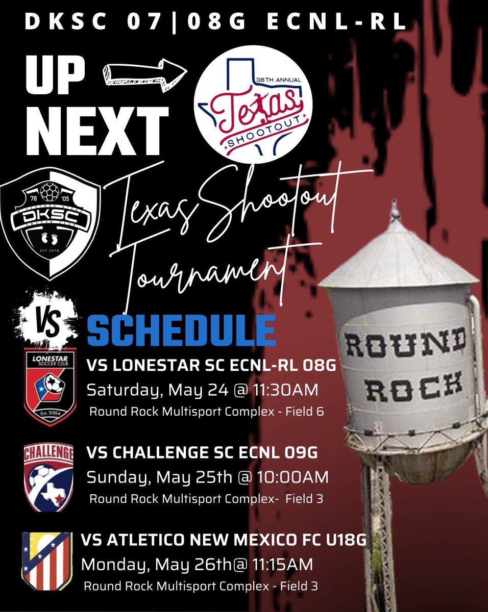 Kicking off my summer break in Round Rock for the Texas Shootout this weekend! Come check us out! <a href="/DKSC07RL/">DKSC ECNL-RL 07/08G</a>