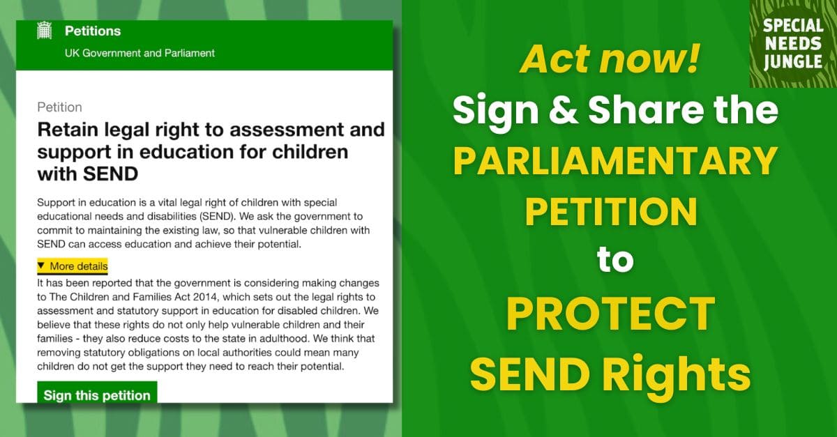 Special Needs Jungle (@spcialndsjungle) on Twitter photo NEW POST: <a href="/CutScenesUK/">Cut Scenes</a> writes about why we need to get the petition to protect #SEND rights to 100,000 signatures. Read more about why signing is vital—and if you haven’t already, please SIGN and SHARE this post and petition! specialneedsjungle.com/act-now-sign-s… NEW POST: <a href="/CutScenesUK/">Cut Scenes</a> writes about why we need to get the petition to protect #SEND rights to 100,000 signatures. Read more about why signing is vital—and if you haven’t already, please SIGN and SHARE this post and petition! specialneedsjungle.com/act-now-sign-s…