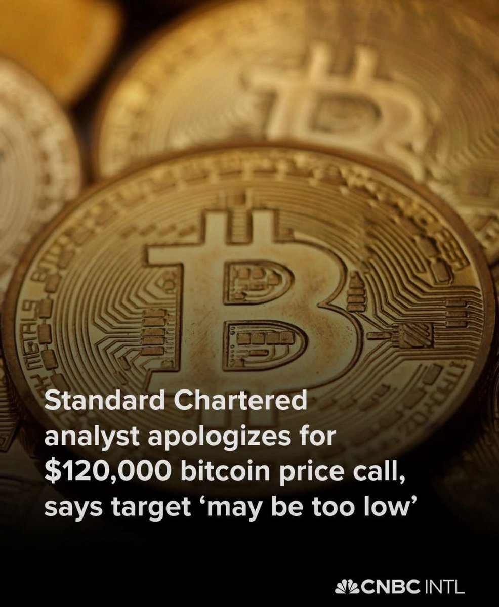 “120 ألف دولار؟ قد تكون تقديرًا متواضعًا.”

رئيس الأصول الرقمية في Standard Chartered رفع توقعاته لأسعار #Bitcoin في الربع الثاني من 2025، مشيرًا بصراحة إلى أن 200 ألف دولار لم تعد خارج الحسابات.

ما الذي يدفع هذا التحول الجذري؟
•5.3 مليار دولار تدفقت إلى صناديق الـETF الفورية