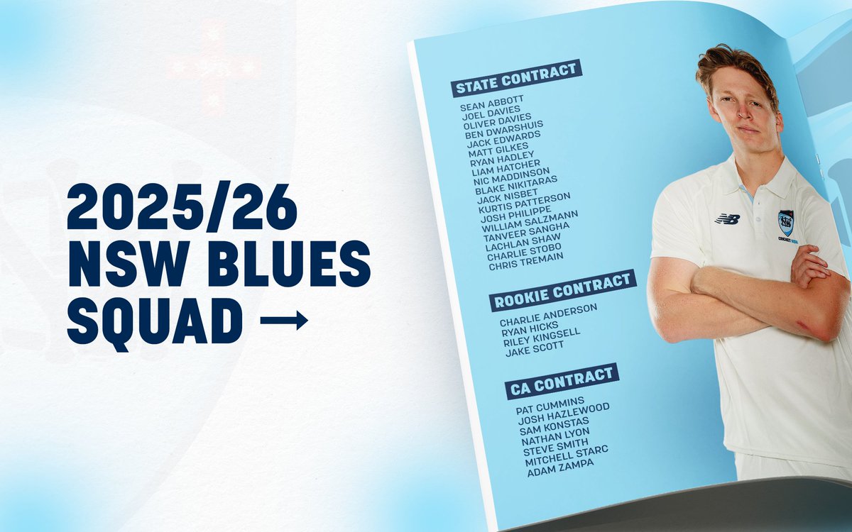 Our NSW Blues Squad for 2025/26 🏏

Read the full announcement at cricketnsw.com.au