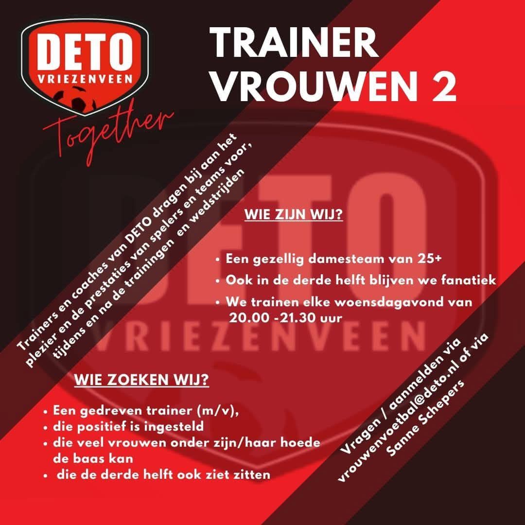 GEZOCHT: TRAINER VROUWEN 2 (M/V) deto.nl/nieuws/Algemee…