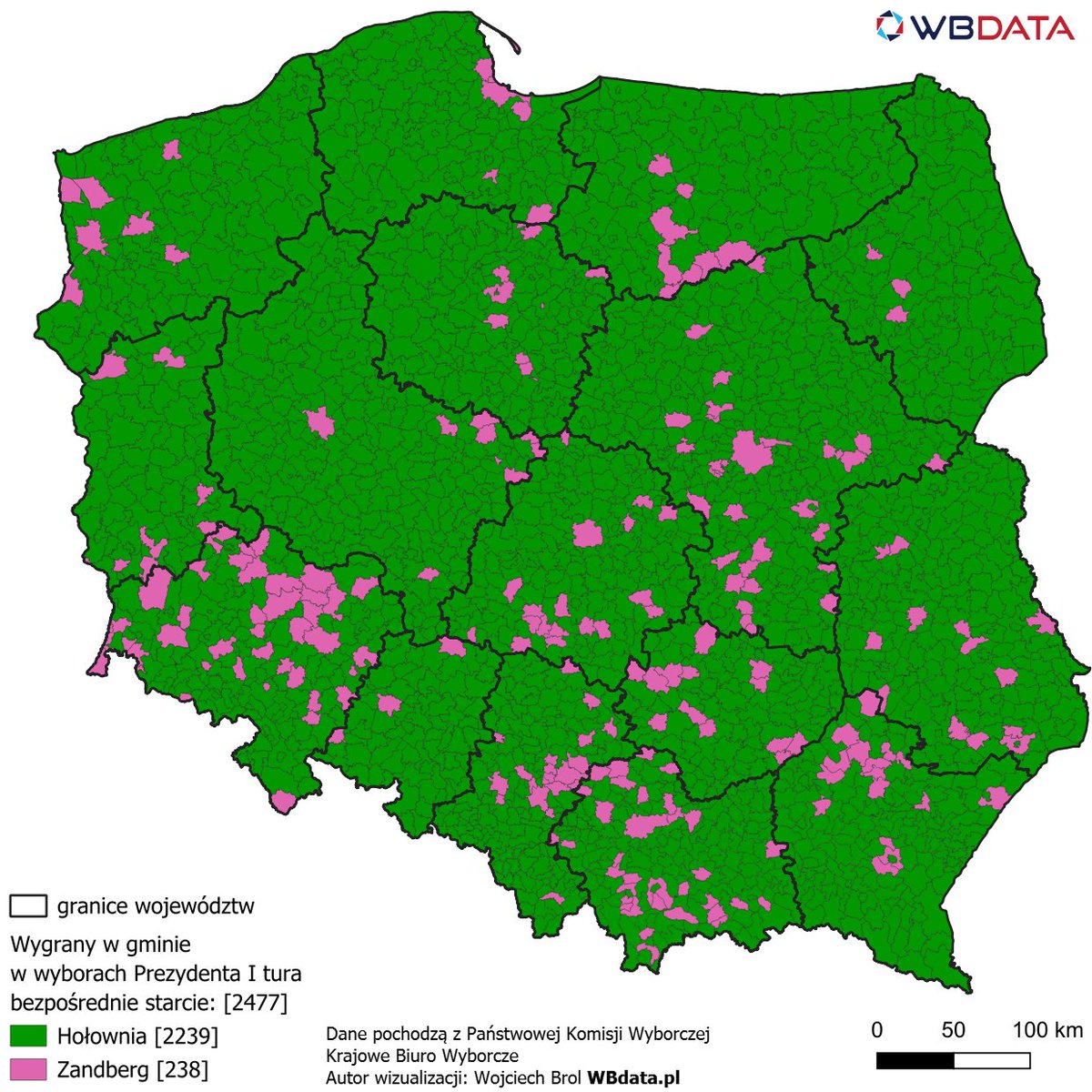wbdata's tweet image. A tak wygląda pojedynek @ZandbergRAZEM vs. @szymon_holownia  w #WyboryPrezydenckie2025 duże miasta dla Zandberga @partiarazem @nowePSL