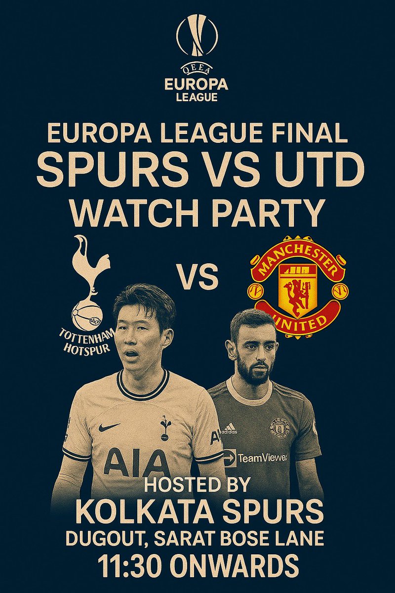 Europa League Final live screening from Kolkata! Join us if you are in town!
DM to get involved. 

#UELfinal #Spurs #COYS <a href="/Spurs_India/">Tottenham Hotspur</a> <a href="/IndiaSpurs/">India Spurs</a>