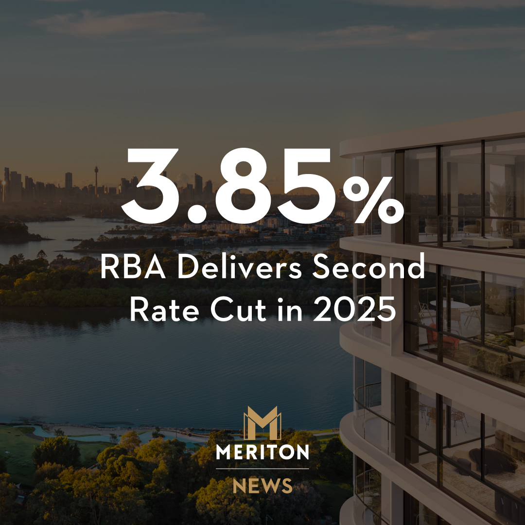 MeritonGroup's tweet image. The RBA has just delivered its second rate cut of 2025. With demand for apartments already rising while supply remains stagnant, competition for quality properties is expected to intensify—putting upward pressure on prices. Beat the price by visiting one of our 13 display centres…