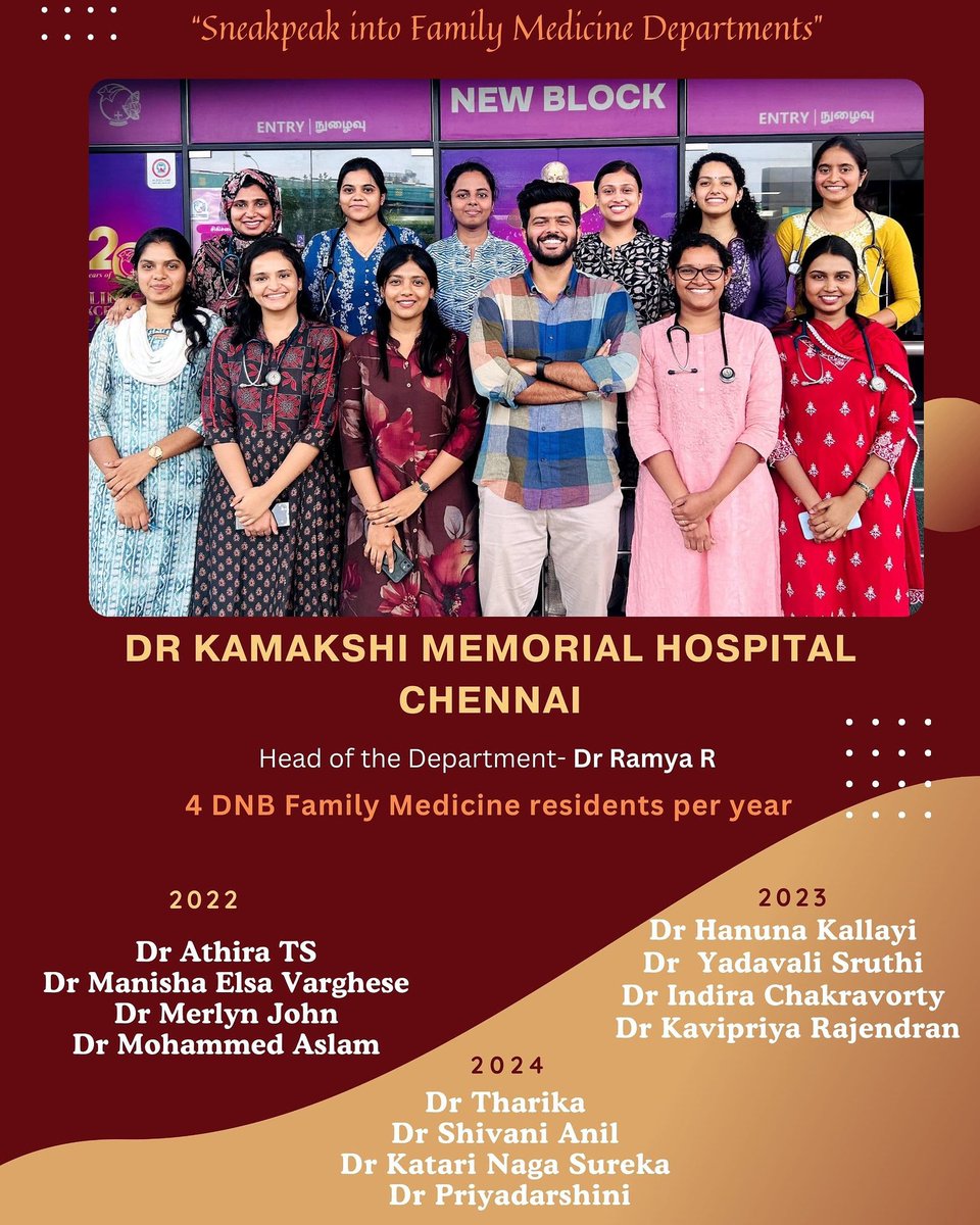 This spicy tuesday we bring to you Dr Kamakshi Memorial Hospital, Chennai ! 

The institute under the visionary guidance of Dr Ramya R is making waves with its exemplary academics &amp; clinical expertise!

#proudtobeafamilyphysician #spicytuesday #spicerouteindiamovement
