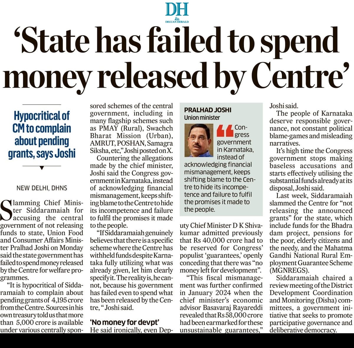 Asheesh Chaturvedi (@iachaturvedi) on Twitter photo The Karnataka government says the Centre isn’t helping, yet it hasn’t used ₹4,195 crore already given. <a href="/JoshiPralhad/">Pralhad Joshi</a> called this out as financial mismanagement. It’s time to work for the people, not fool them. The Karnataka government says the Centre isn’t helping, yet it hasn’t used ₹4,195 crore already given. <a href="/JoshiPralhad/">Pralhad Joshi</a> called this out as financial mismanagement. It’s time to work for the people, not fool them.