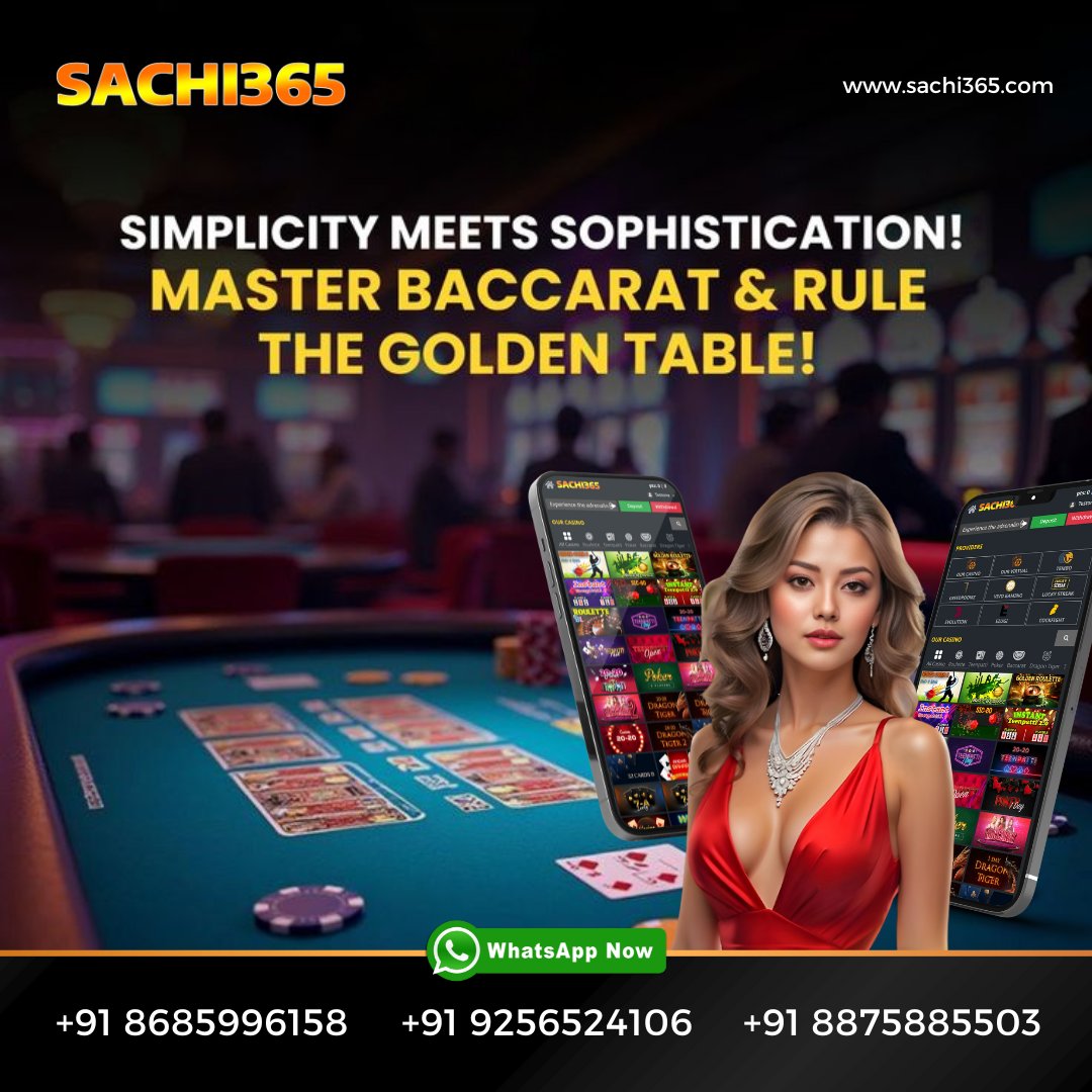 info_Sachi365's tweet image. 💫 Simplicity meets sophistication at SACHI365!
Unleash your skills, master Baccarat, and dominate the Golden Table like a true pro! 🎰

#Sachi365 #Baccarat #PlayToWin #CasinoLife #GoldenTable #GamblingIndia