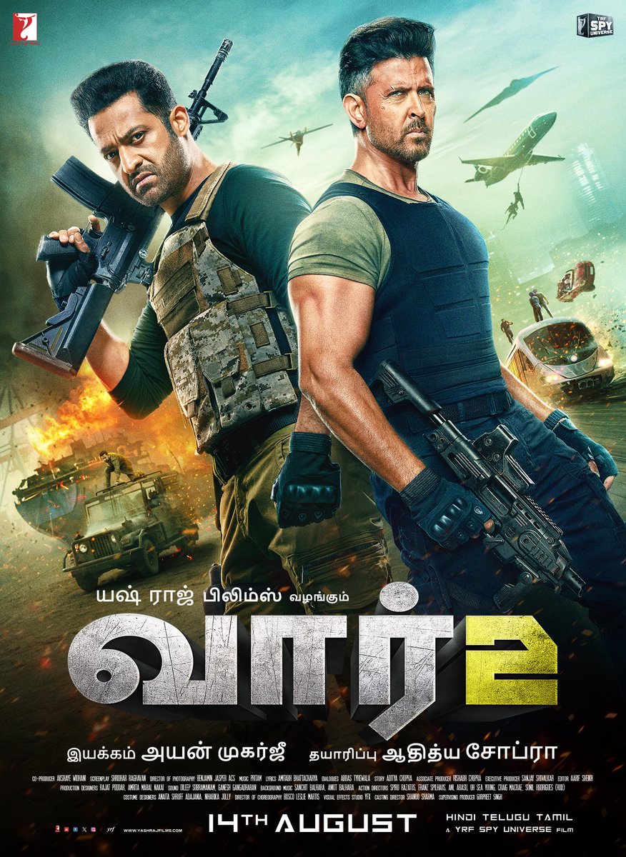 tarak9999's tweet image. This time, the war has no rules. Watch #War2Teaser now.
Hindi Teaser - youtu.be/dK1W-AViQ-M
Telugu Teaser - youtu.be/9Dve2VMOv5U
Tamil Teaser - youtu.be/AEdb8sQp3qA
#War2 only in theatres from 14th August. Releasing in Hindi, Telugu and Tamil.
@iHrithik…