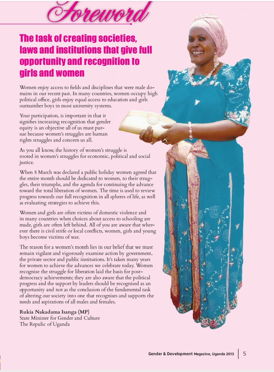 WOMENS DAY BANQUET (@profilecomms256) on Twitter photo Memory Lane:THANK YOU,Rt. Hon. Rukia Nakadama – 3rd Deputy Prime Minister with the message of empowerment to women.
From #Gender and #development #MAGAZINE, 2013 Edition <a href="/profilecomms256/">WOMENS DAY BANQUET</a> Memory Lane:THANK YOU,Rt. Hon. Rukia Nakadama – 3rd Deputy Prime Minister with the message of empowerment to women.
From #Gender and #development #MAGAZINE, 2013 Edition <a href="/profilecomms256/">WOMENS DAY BANQUET</a>