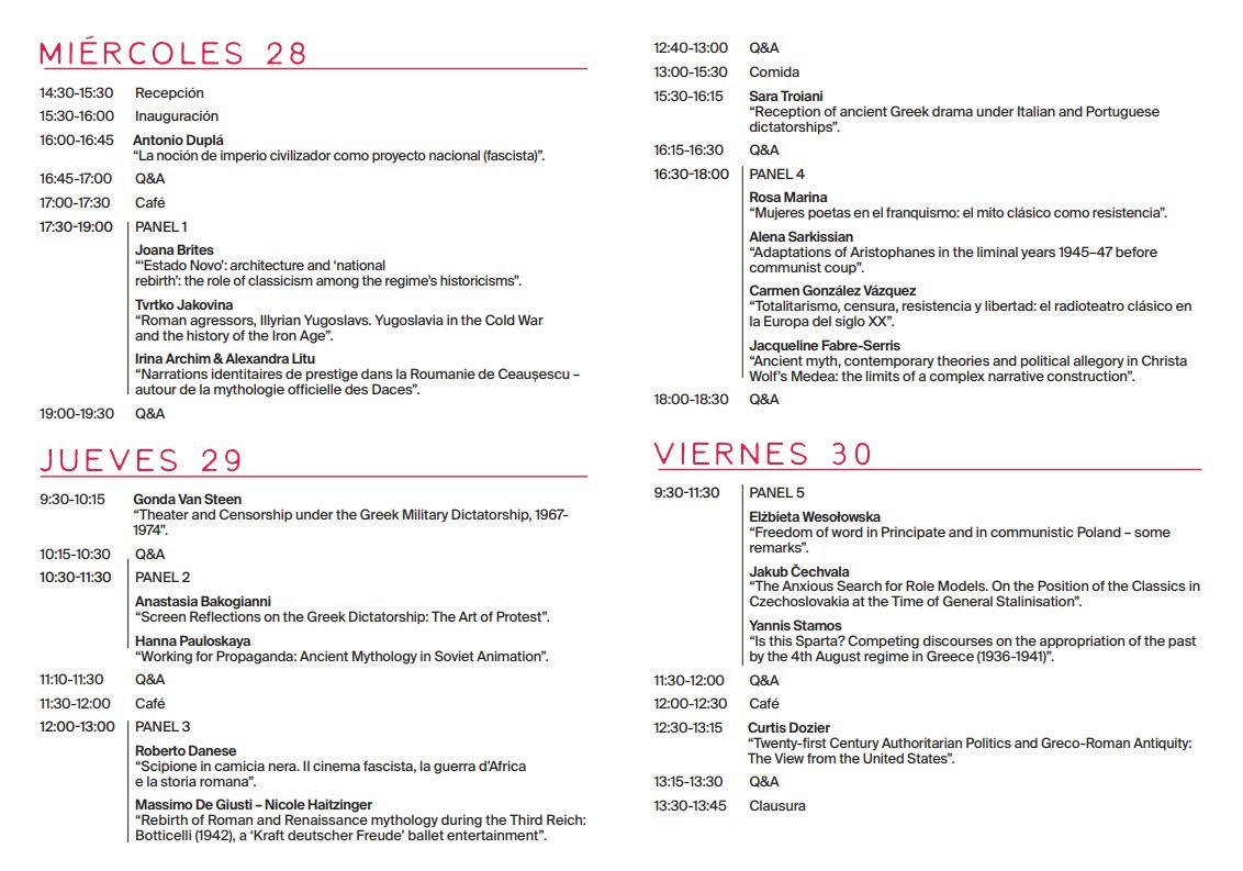 📢Recepción Clásica y Dictaduras Europeas. Legitimación y Resistencia.   

👉 El 29 de mayo Gonda Van Steen hablará de “Theater and Censorship under the Greek Military Dictatorship, 1967-1974”.

¡Os esperamos!

<a href="/kingsartshums/">King's Arts & Humanities</a>
marginaliaclassica.es
#recepciónclásica