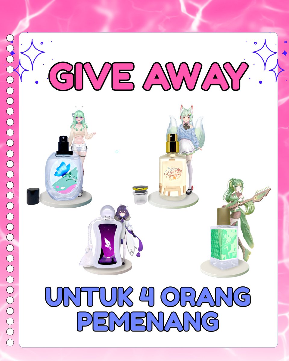 ✨GIVE AWAY PARFUME <a href="/Phantasma_ID/">Phantasmagoria</a> x VTUBER ✨

Alaw sobat sat-set yuk ikutan GA Parfum CF20. Buat 4 orang yang beruntung akan mendapatkan 1 parfum masing-masing sesuai sama yang kalian mau ya. 

Give Away akan diundi di tanggal 22 Mei 2025 Jam 22.00 WIB

S&amp;K dibawah