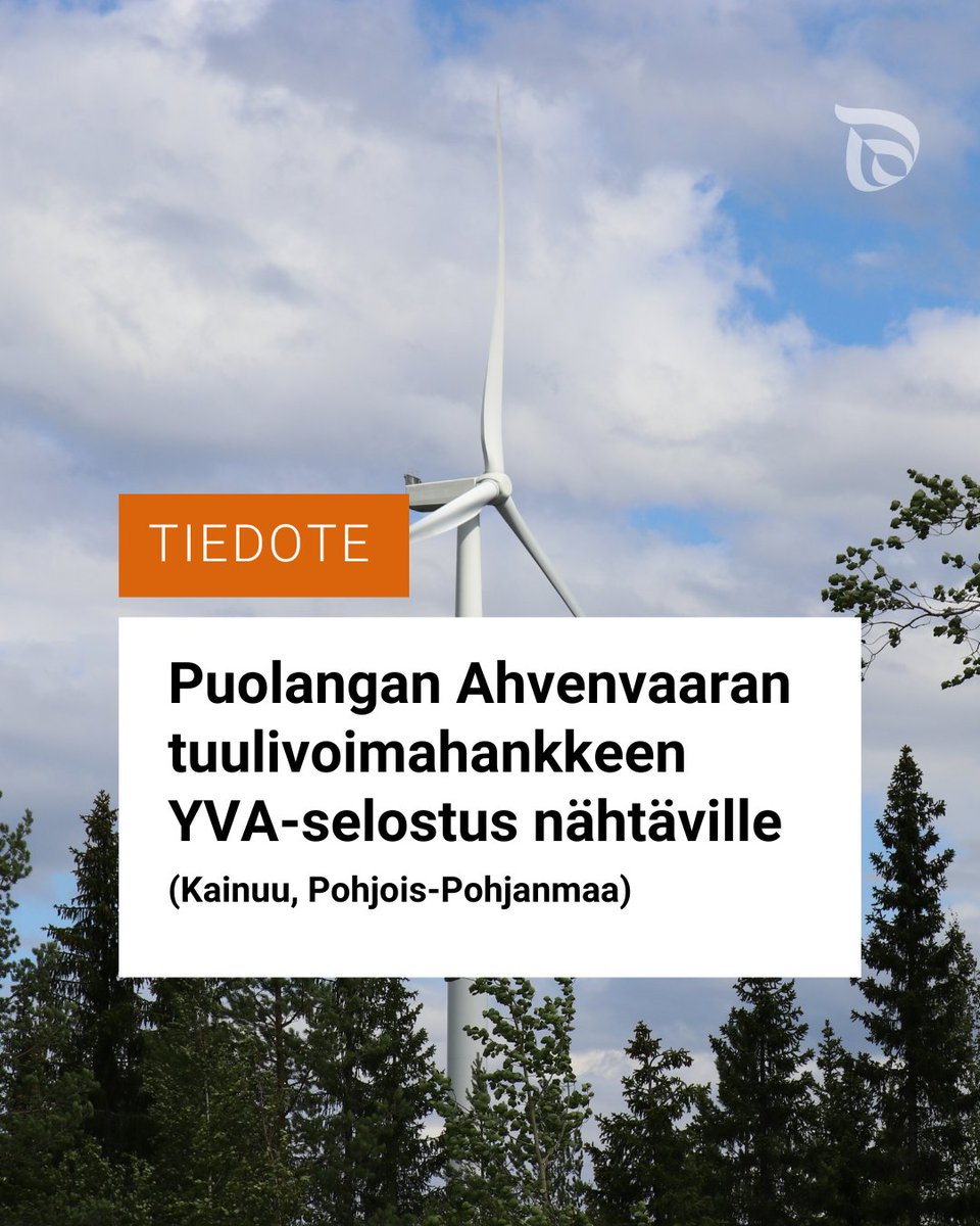 KainuunELY's tweet photo. Puolangan Ahvenvaaran tuulivoimahanketta koskeva YVA-selostus on nähtävillä. Lue lisää: https://t.co/OpaTfOQwwK
#KainuunELY #Kainuu #Pohjoispohjanmaa #tuulivoima #tuulivoimahanke #yva #Paltamo #Puolanka #Vaala #Utajärvi #Hyrynsalmi
@POPELYkeskus https://t.co/NqBFEjgxkK