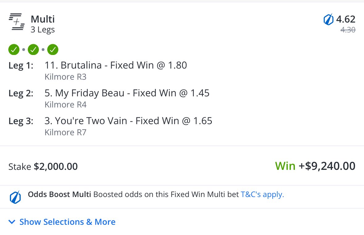 PuntBraaa's tweet photo. Boooooooom ✅✅✅

Profit is made! @TheEquineCoder 

Like, share, comment, follow, $100 to a lucky winner!! https://t.co/t8beCqPO9P