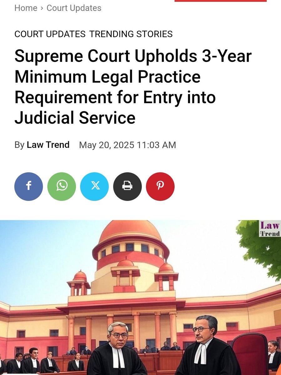 Supreme Court's historic decision for judicial services.

Now 3 years of legal practice will be mandatory to become a civil judge. 

#SupremeCourtofIndia
#SupremeCourt