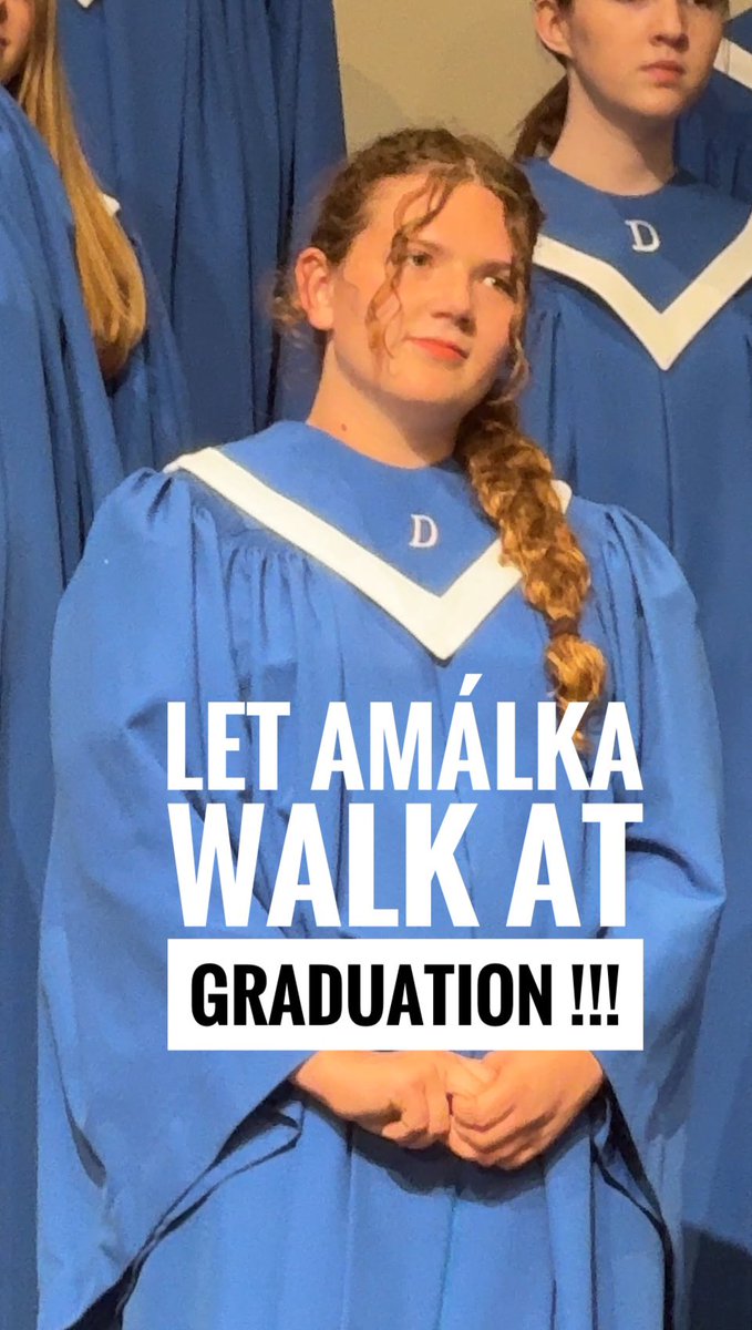 JitkaJak's tweet photo. Amalka, 3.9 GPA, 32 college credits, seminary grad, 1st in costume design—can’t walk at Dixie High grad due to enrollment timing. She just wants to walk with her class. No diploma, just dignity. Please let her walk. https://t.co/xC9dUV6DYb
#LetAmalkaWalk #DixieHigh2025  #graduate https://t.co/iuG5cGLETV