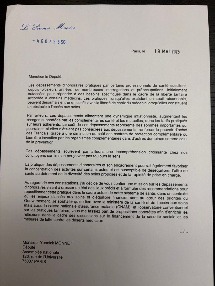YannickMonnet3's tweet image. Je viens de me voir confier une mission sur les dépassements d’honoraires.
Cette mission devra aboutir à des propositions concrètes dans le cadre du financement de la sécurité sociale et de la lutte contre les déserts médicaux.
Une attente forte de nos concitoyens.