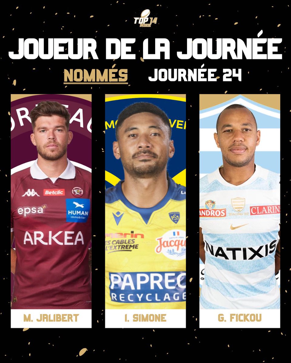 TOP14_inside's tweet photo. 🛑 𝗜𝗟 𝗘𝗦𝗧 𝗟'𝗛𝗘𝗨𝗥𝗘 𝗗𝗘 𝗩𝗢𝗧𝗘𝗥 𝗣𝗢𝗨𝗥 𝗟𝗘 𝗝𝗢𝗨𝗘𝗨𝗥 𝗗𝗨 𝗪𝗘𝗘𝗞𝗘𝗡𝗗 !!
(Pour voter : ⤵️)

JALIBERT LE CRACK !! 🤩

SIMONE EN FEU !!! 🔥 

CAPITAINE FICKOU !!! 🤯

#UBBCO • #ASMUSAP • #ABRCV • #SPRCT • #SFPLOU • #STR92 • #SRMHR • #Top14 https://t.co/wVbUl4idMD