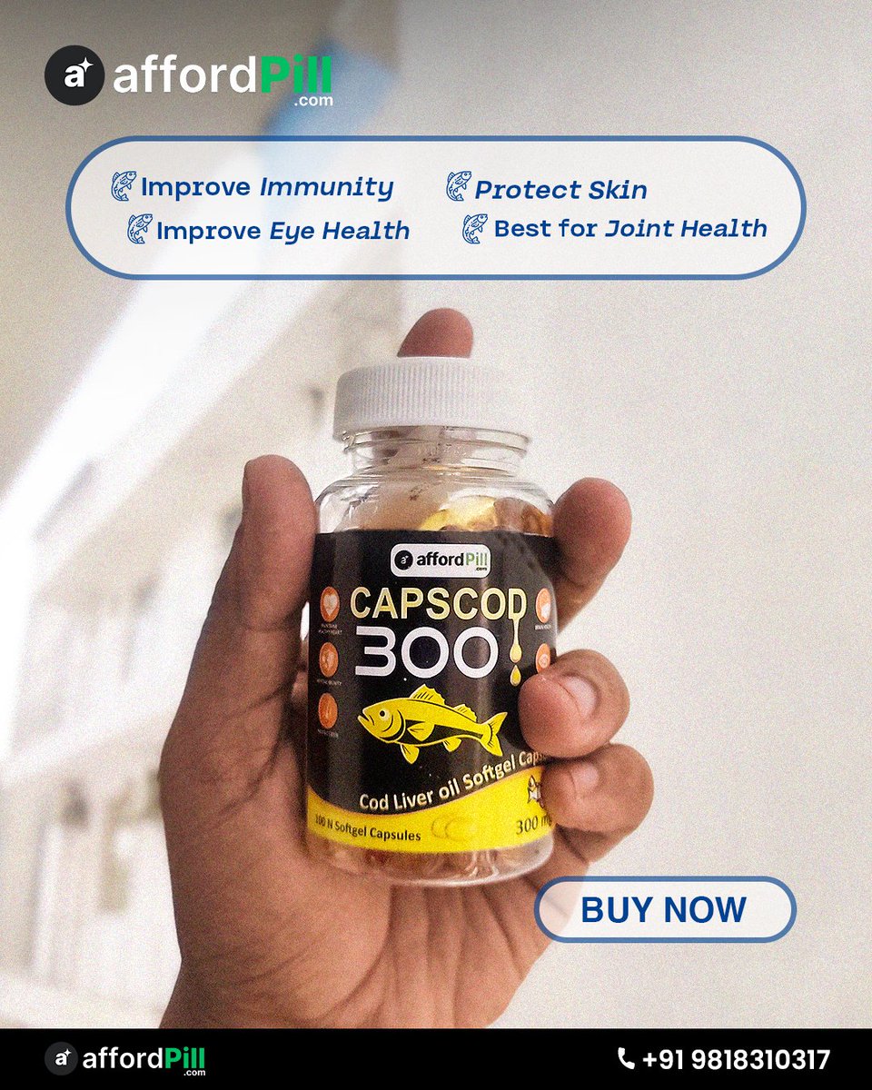 affordpill's tweet image. Nourish your body naturally with Cod Liver Oil – pure Omega-3 and essential vitamins.

affordPill.com
Visit on: affordPill.com

#affordPill #genericmedicineindia #codliveroil #omega3 #health #fitness #healthylifestyle