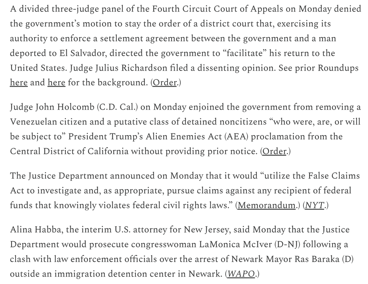 Executive Functions (@exec_functions) on Twitter photo Read today's Executive Functions Roundup, featuring two Alien Enemies Act rulings, two announcements from the DOJ, and commentary from <a href="/NicholasBednar/">Nicholas Bednar</a> and Erwin Chemerinsky. executivefunctions.substack.com/p/executive-fu… Read today's Executive Functions Roundup, featuring two Alien Enemies Act rulings, two announcements from the DOJ, and commentary from <a href="/NicholasBednar/">Nicholas Bednar</a> and Erwin Chemerinsky. executivefunctions.substack.com/p/executive-fu…