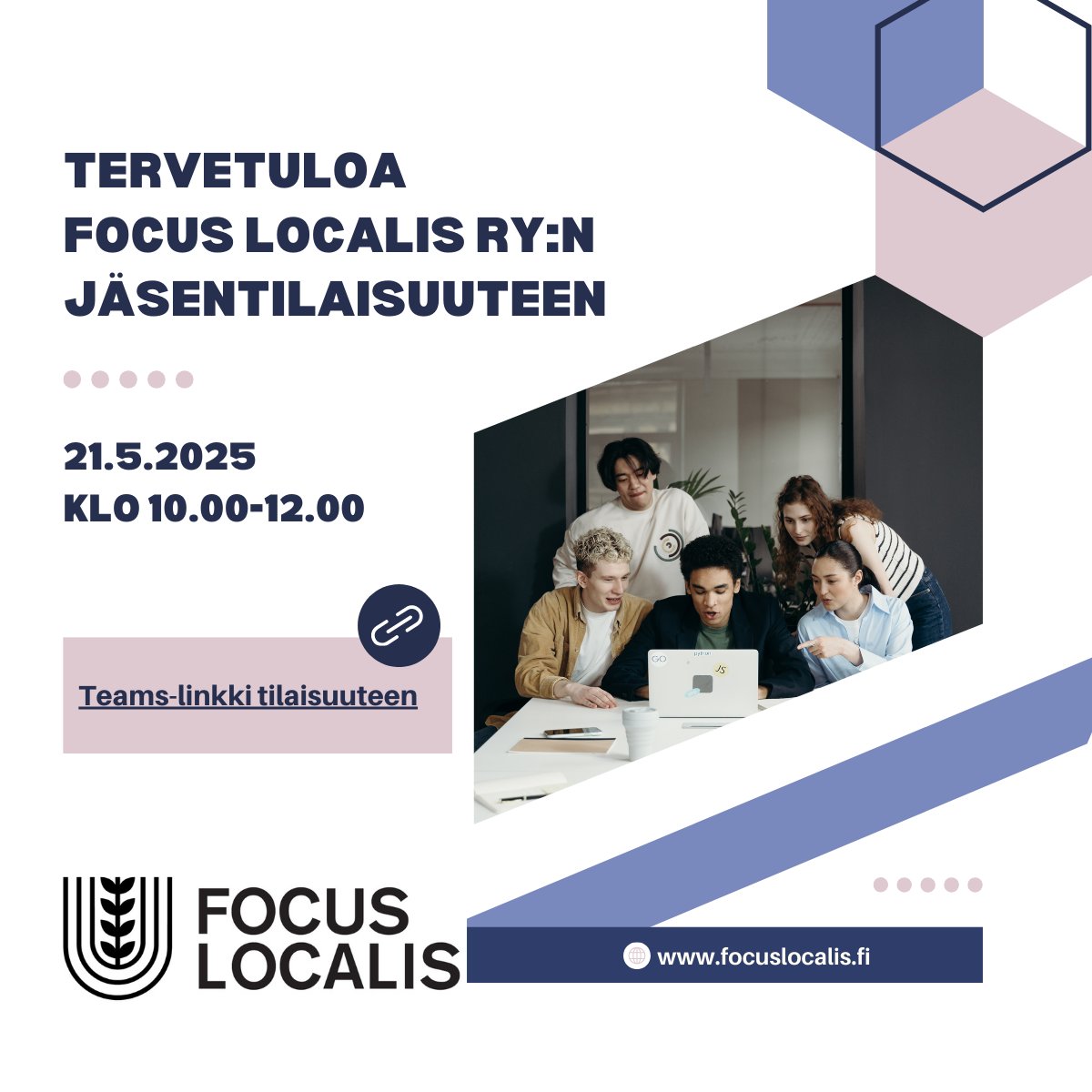 📢Tervetuloa mukaan Focus Localis ry:n avoimeen jäsentilaisuuteen huomenna 21.5.25 klo 10–12!
Jäsentilaisuuteen ovat tervetulleita kaikki yhdistyksen jäsenet ja jäsenyydestä kiinnostuneet.

🔗Lue lisää ja hyppää linjoille mukaan: focuslocalis.fi/uutiset/tervet…