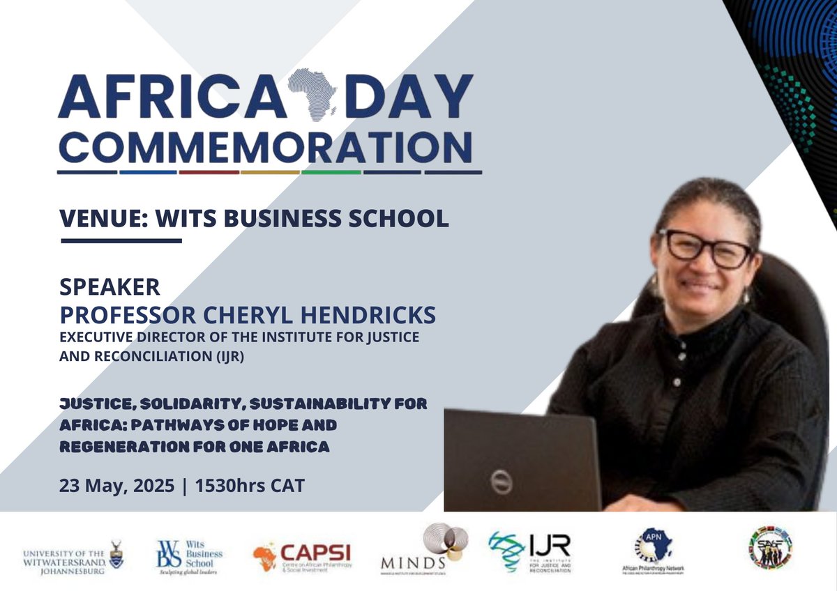Agenda Participation Initiative (@agenda_p) on Twitter photo The @_AfricaUnion Commemoration of #AfricaDay2025 them is "Year of Justice for Africans and People of African Descent Through Reparations.
Join Our Speaker Prof <a href="/cherylhen/">cheryl hendricks</a> Executive Director <a href="/_IJR_/">The Institute for Justice and Reconciliation #IJR</a>
đź“·Date: 23 May 2025
đź“· Time: 15:00hrs
Register 👇zoom.us/webinar/regist… The @_AfricaUnion Commemoration of #AfricaDay2025 them is "Year of Justice for Africans and People of African Descent Through Reparations.
Join Our Speaker Prof <a href="/cherylhen/">cheryl hendricks</a> Executive Director <a href="/_IJR_/">The Institute for Justice and Reconciliation #IJR</a>
đź“·Date: 23 May 2025
đź“· Time: 15:00hrs
Register 👇zoom.us/webinar/regist…
