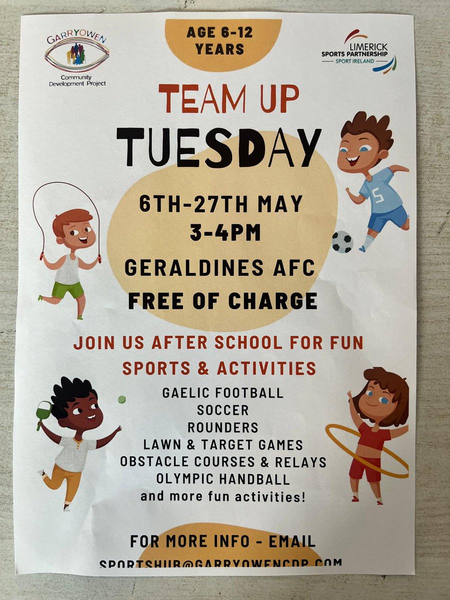 St John's Girls and Infant Boys’ School (@stjohnslk) on Twitter photo A great opportunity with <a href="/Limericksports/">Limerick Sports</a> for some after school sports and activities! Join them this week and next from 3-4pm in Geraldine’s AFC. A great opportunity with <a href="/Limericksports/">Limerick Sports</a> for some after school sports and activities! Join them this week and next from 3-4pm in Geraldine’s AFC.