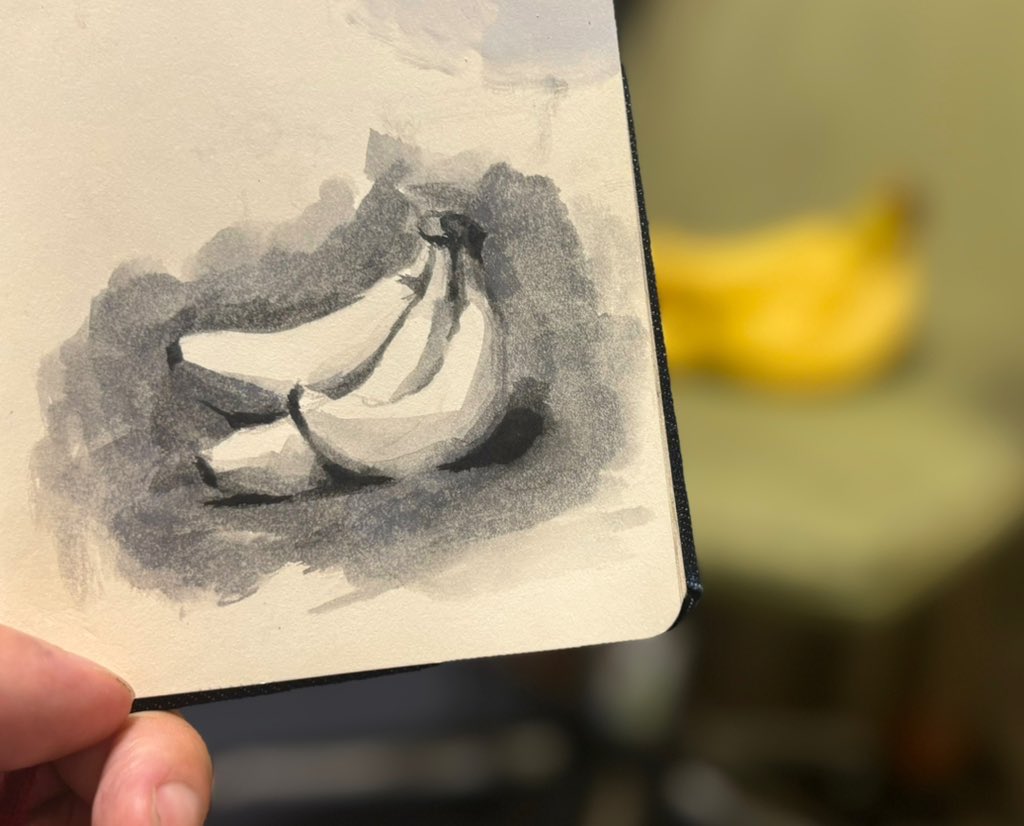 白黒スケッチで描いたバナナ #トン活