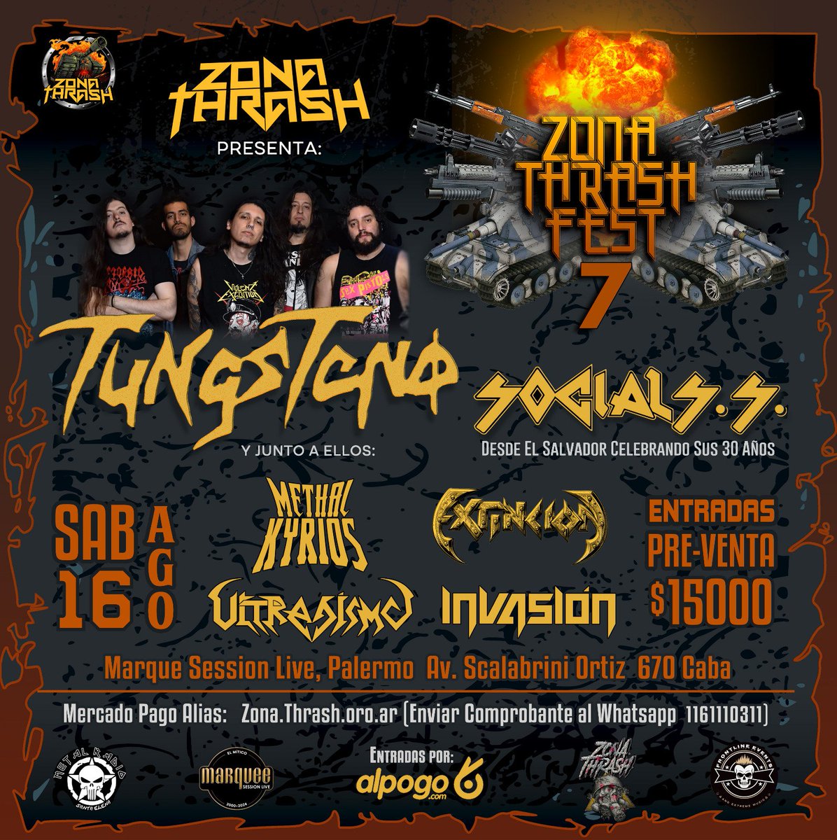 leanmetal's tweet photo. Se suma al  Zona Thrash Fest 7 :
‼️🔥 @invasion.thrash 🔥‼️☢️

Junto a :

☣️ Tungsteno 

☣️Methal Kyrios

☣️ Extinción 

☣️ Ultrajismo 

☣️Social S.S

Lugar : Av.Scalarbini Ortiz 670 , Marquue de Caba 

Anticipadas : 1161110311 por MP https://t.co/NAFI48bENX