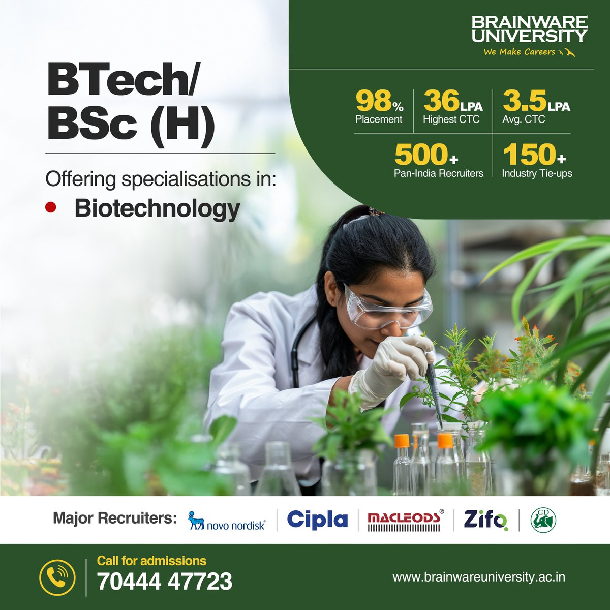 BrainwareTweet's tweet image. 🔬 Planning a career in biotech?
🎓 #BScBiotechnology vs #BTechBiotechnology—what’s right for you?
📌 Eligibility: 10+2 (Science)
💡 BSc = research focus | BTech = industry-ready
Both courses available at #BWU with top-notch research exposure!
Apply now: brainwareuniversity.ac.in/degree-program…