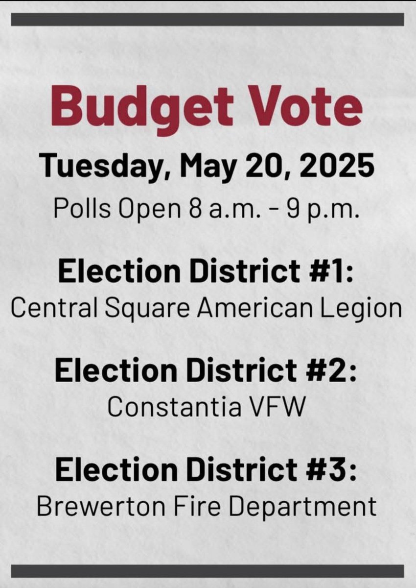 Vote yes for the school budget today ✅️ <a href="/CentralSquareSD/">Central Square School District</a>