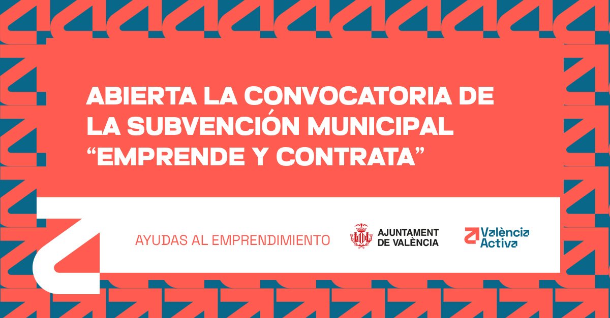 📌 Està oberta la convocatòria de les subvencions municipals 'Emprende y Contrata' 2025

Inclou dos programes ▶️“Contrata #València” i ▶️“Contrata #València más 45”.

📆 Fins al 26 de maig.

Tota la informació 👉f.mtr.cool/tkqtgsfmov