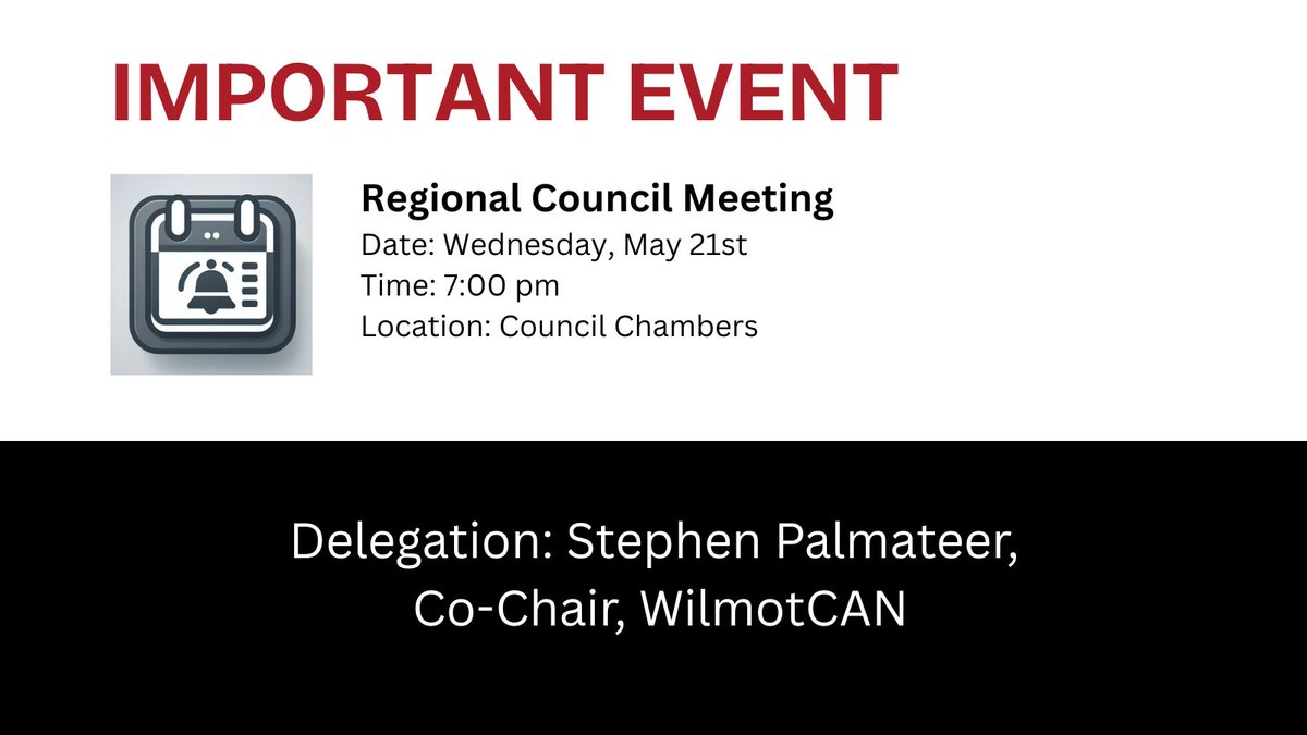Despite the Region "securing control" of more of the 770 acres, the fight's not done. Come &amp; support Stephen Palmateer, Co-Chair of WilmotCAN, delegating at the Regional Council Meeting  Wednesday, May 21.

#FightForFarmland
#WilmotLandGrab
#StandYourGround