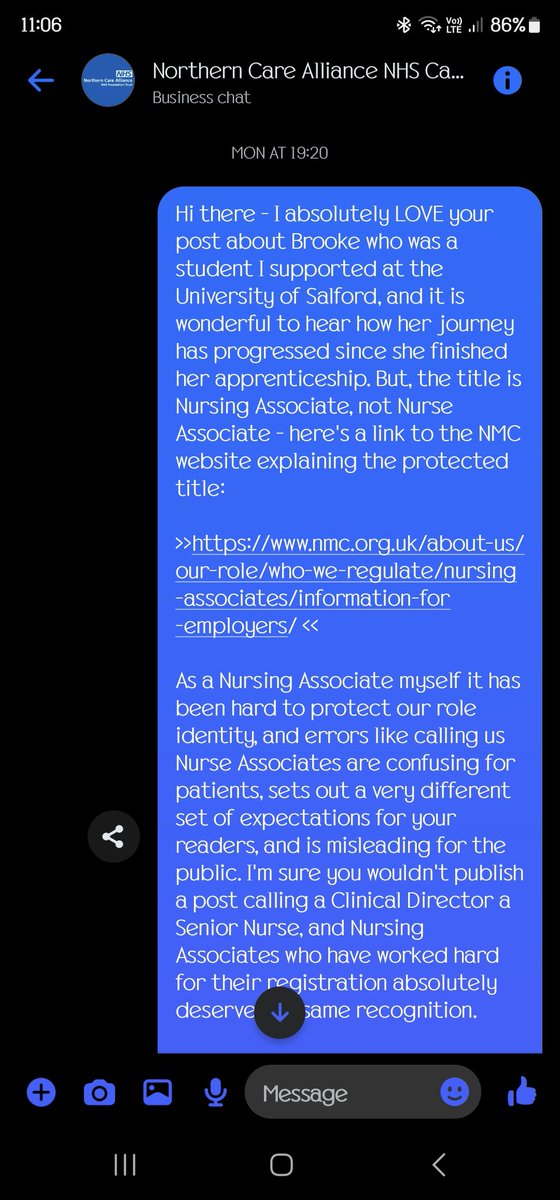 heids_w's tweet photo. When you get to respectfully educate others on the title of Nursing Associate, and they hear you π₯° thank you Rebecca from @NCAlliance_NHS 's facebook page π» #NAmagic https://t.co/CJ5HSkPxNA