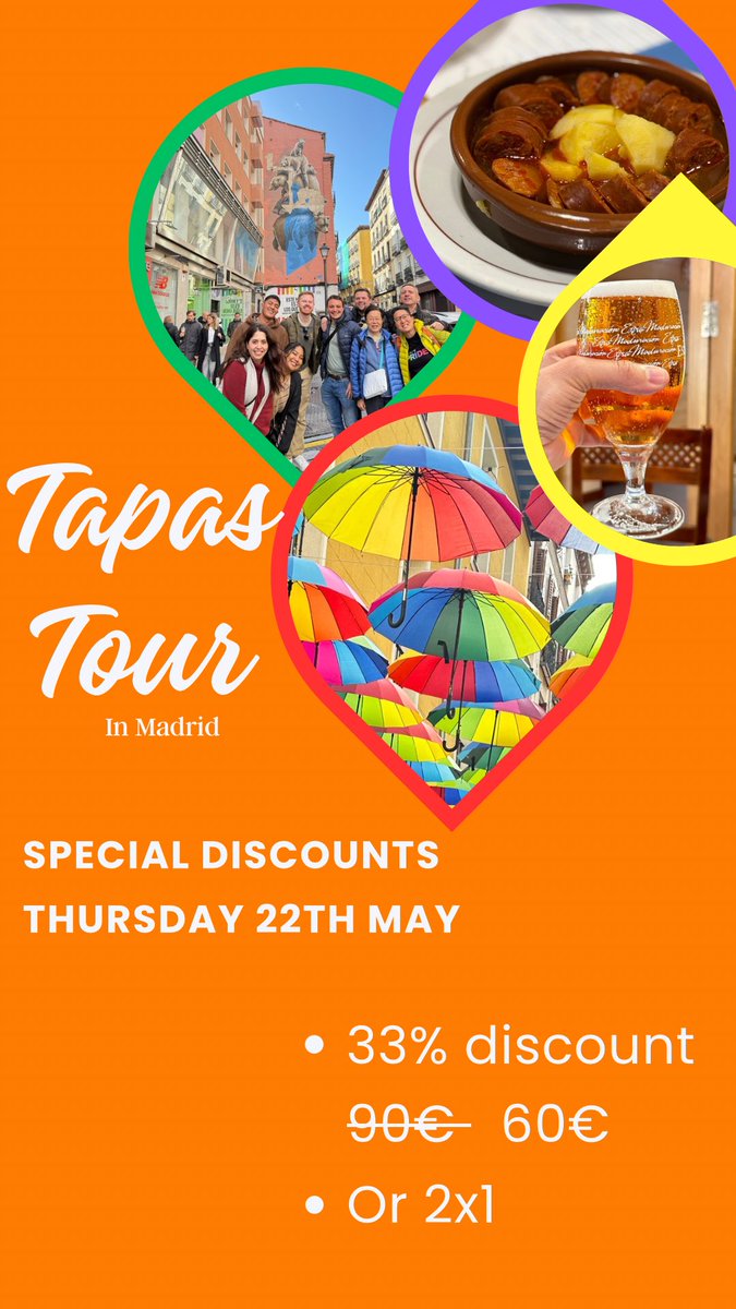 EnglishWH's tweet image. Discounts ! If Madrid is on your bucket list ! This is for you !  Tapas tour in the gayborhood! 
@themadridexperience
