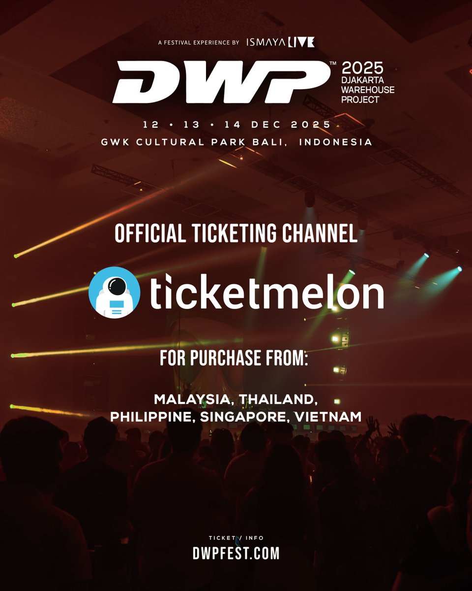 Your DWP journey starts now! 🌍
Your #DWP25 ticket awaits.
Secure your spot for 12–14 Dec 2025 at GWK Cultural Park via our official partners:
<a href="/loketcom/">LOKET</a>, @ticketmelon, <a href="/megatix/">megatix</a>.indonesia &amp; @detikevent.
Avoid scams—head to dwpfest.com or hit the link in bio.✨